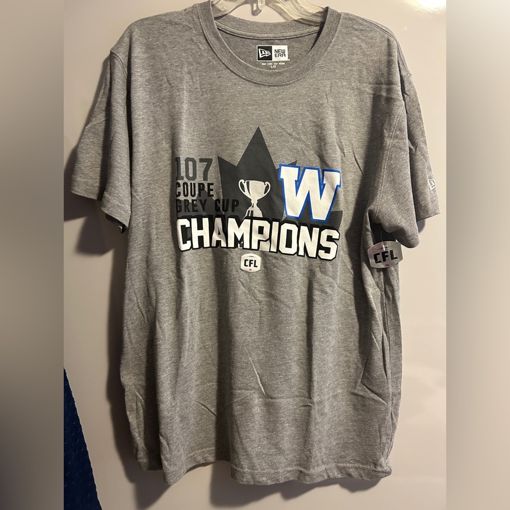 Wpg Blue Bombers 107th Grey Cup Champions T-Shirt L 2019